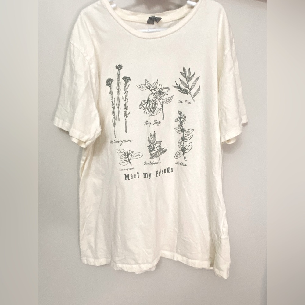 Cream Colored Plant Tee